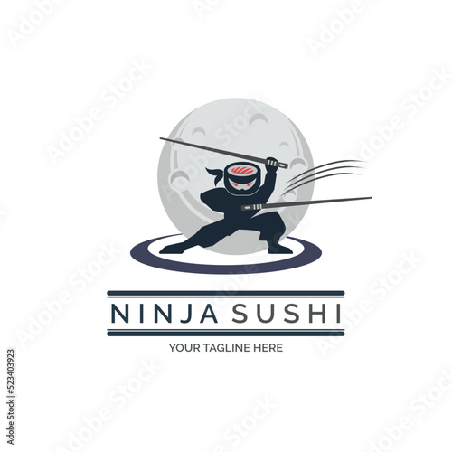 ninja sushi japanese food restaurant logo template design for brand or company and other