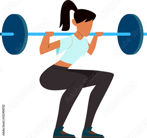 Woman lift weights. Fitness training. Power lifting athlete