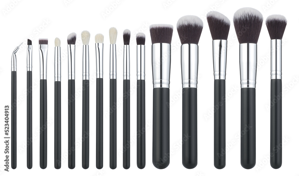Makeup brush set mockup isolated on white background Makeup brush set mockup isolated on white background
