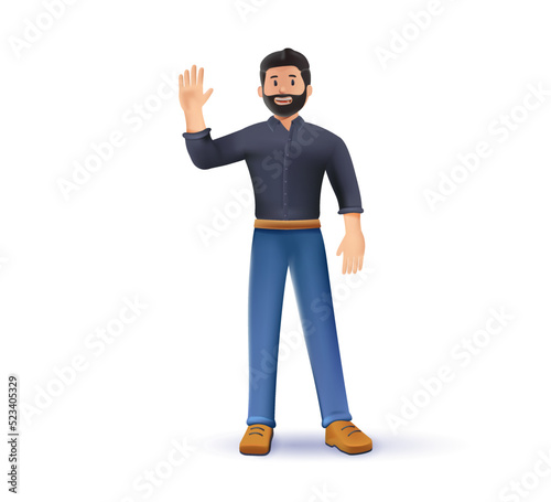 Smiling businessman in suit. Happy man, corporate boss, CEO or salesman. Leader success, management concept. 3d vector