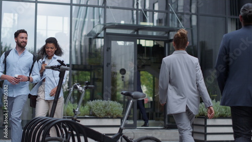 Wallpaper Mural Shared parking with electric scooter bicycle at modern business office center. Torontodigital.ca