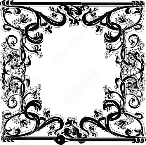 black floral decorated square frame shape ornament