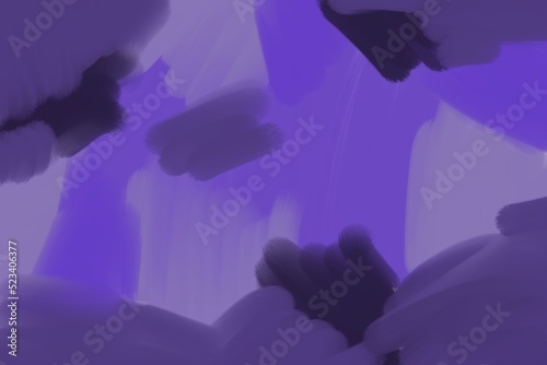 The background is purple with various shades of oil paint strokes