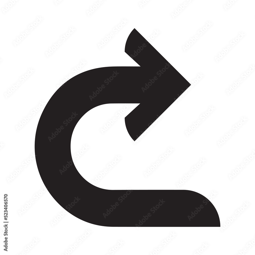 Arrow direction u turn point icon | Black Vector illustration |