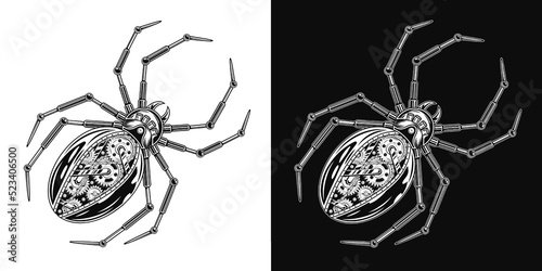 Canvastavla Metallic spider in steampunk style with gears
