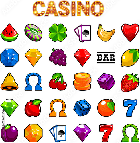 Vector Game assets Casino Slot Machine Symbols photo