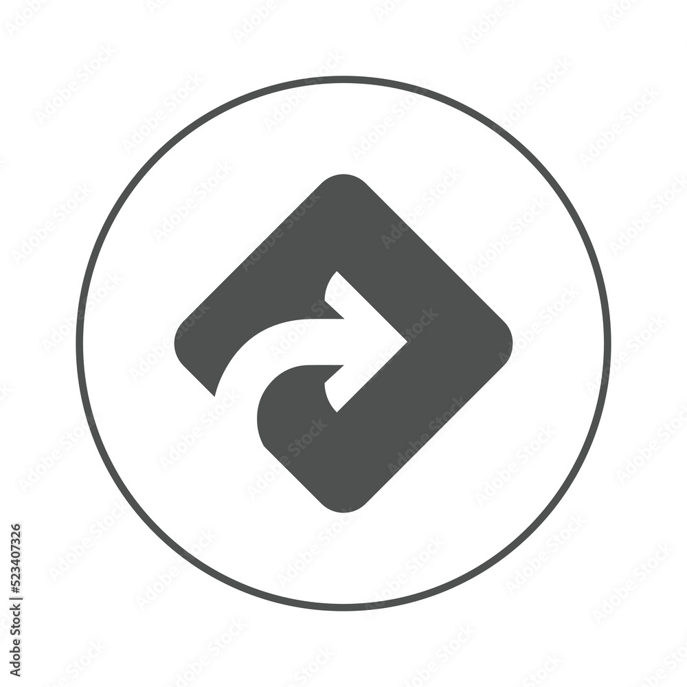 Turn arrow direction right up icon | Circle version icon | Turn arrow direction right up icon | Circle version icon |