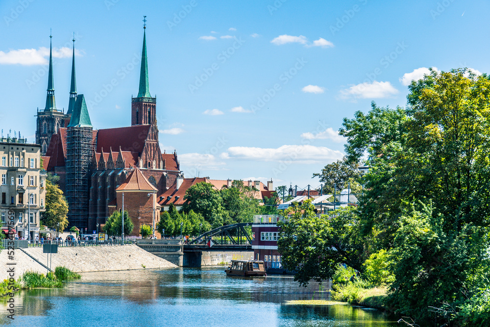 View of the church in European, polish city of Wrocław.
