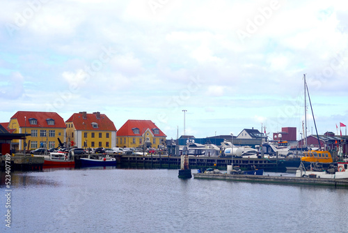 view from the harbor towards the center of Thyborøn, Denmark, Jutland, Lemvig, Limfjord, Thyborøn channel