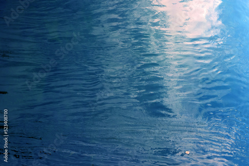 Billede på lærred The colorful and vivid blue water waves background or texture with ripples, flar