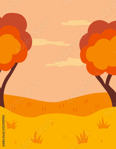 Autumn landscape, vertical vector illustration