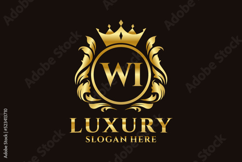 Initial WI Letter Royal Luxury Logo template in vector art for luxurious branding projects and other vector illustration.