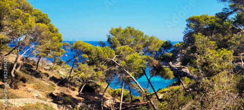 Mallorca sea shore landscape view, blue beach paradise