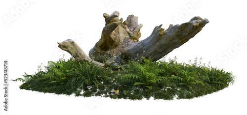 Logs decorate the garden on a transparent background  © jomphon
