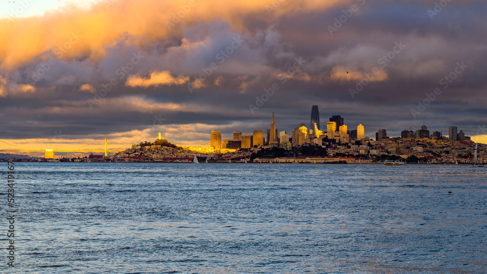 sunset over the city of san francisco california