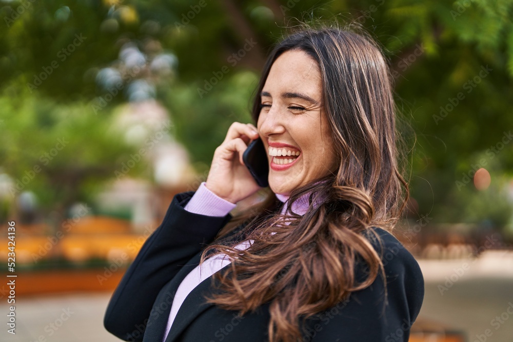 Young hispanic woman smiling confident talking on the smartphone at park Young hispanic woman smiling confident talking on the smartphone at park