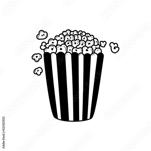 Popcorn vector illustration with doodle drawing style isolated on white background