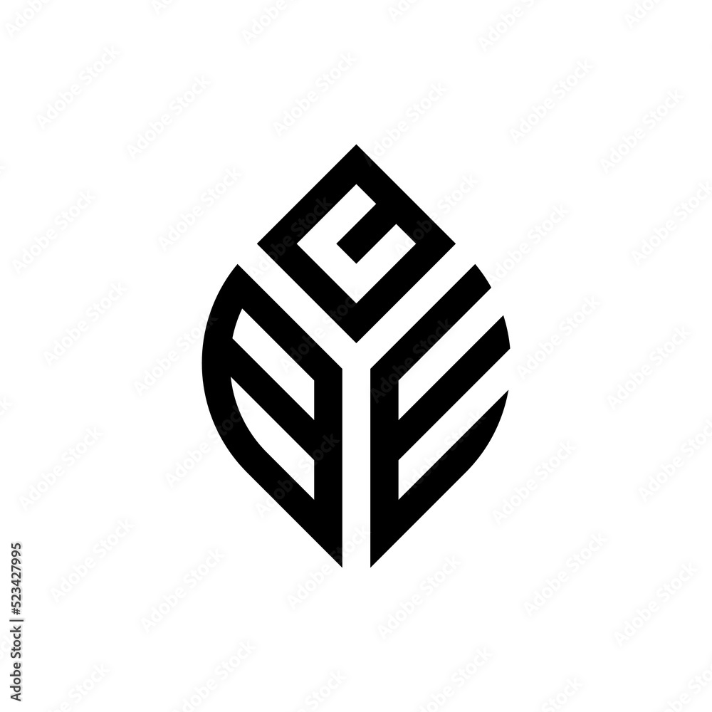 Initial Letter CBE Abstract Leaf Logo Design Symbol Stock Vector ...