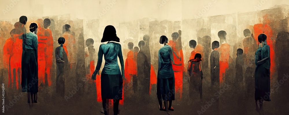 Human trafficking and kidnapping, modern slavery, woman sexually ...