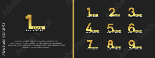 set of anniversary logotype golden color on black background for celebration moment