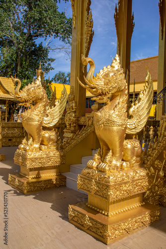 The statue of Khochasi Guardian in Wat Pak Nam Jolo in Chachoengsao Thailand, the only and wholly golden chapel in Thailand and was a monastery dated back to the end of Ayutthaya period. 