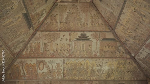 Painting at Ceiling Kerta Gosa Bali Indonesia Ancient Justice Court Building Upon Klungkung Kindom Rule photo