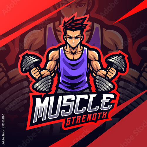 Muscle man mascot logo design