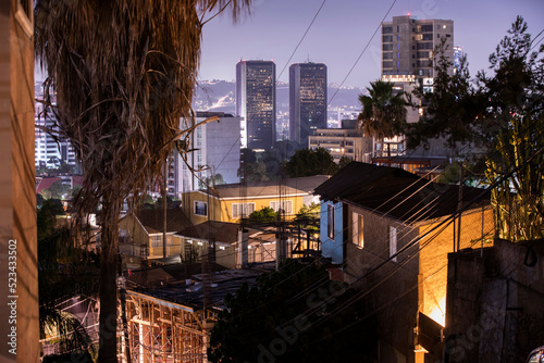 Fotografi Nighttime neighborhood view of the downtown skyline of Tijuana, Baja California, Mexico