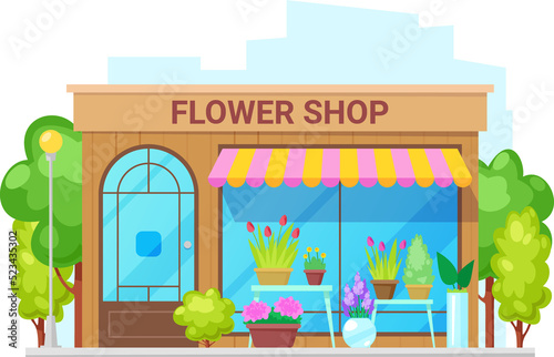 Wallpaper Mural Flower shop vector botanical store building facade Torontodigital.ca