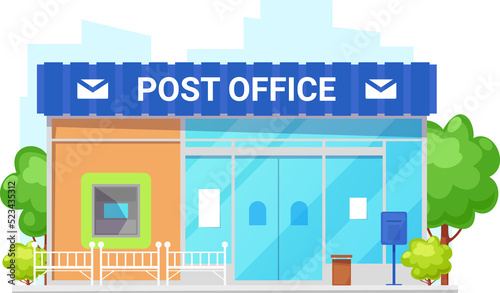 Tableau sur toile Post office building, vector house with mail box