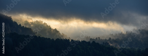 cloudy morning in the mountains. panorama