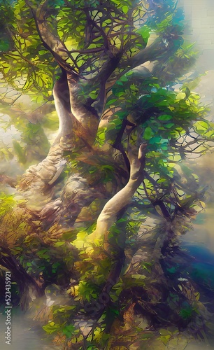 The illustration of art forest background