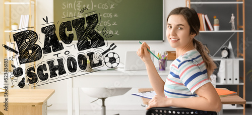 Female student in classroom...