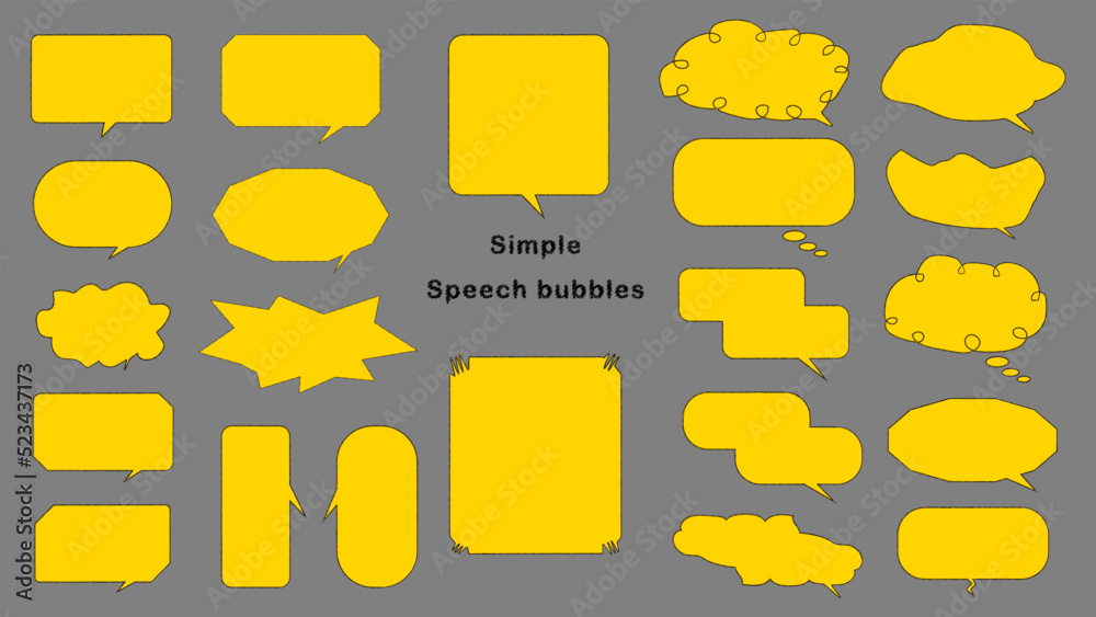 Speech Bubble set with yellow inside. Talk bubble. Cloud speech bubbles collection. Vector. Speech Bubble set with yellow inside. Talk bubble. Cloud speech bubbles collection. Vector.