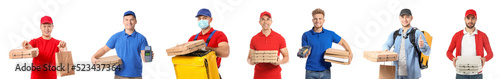 Set of couriers with tasty ...