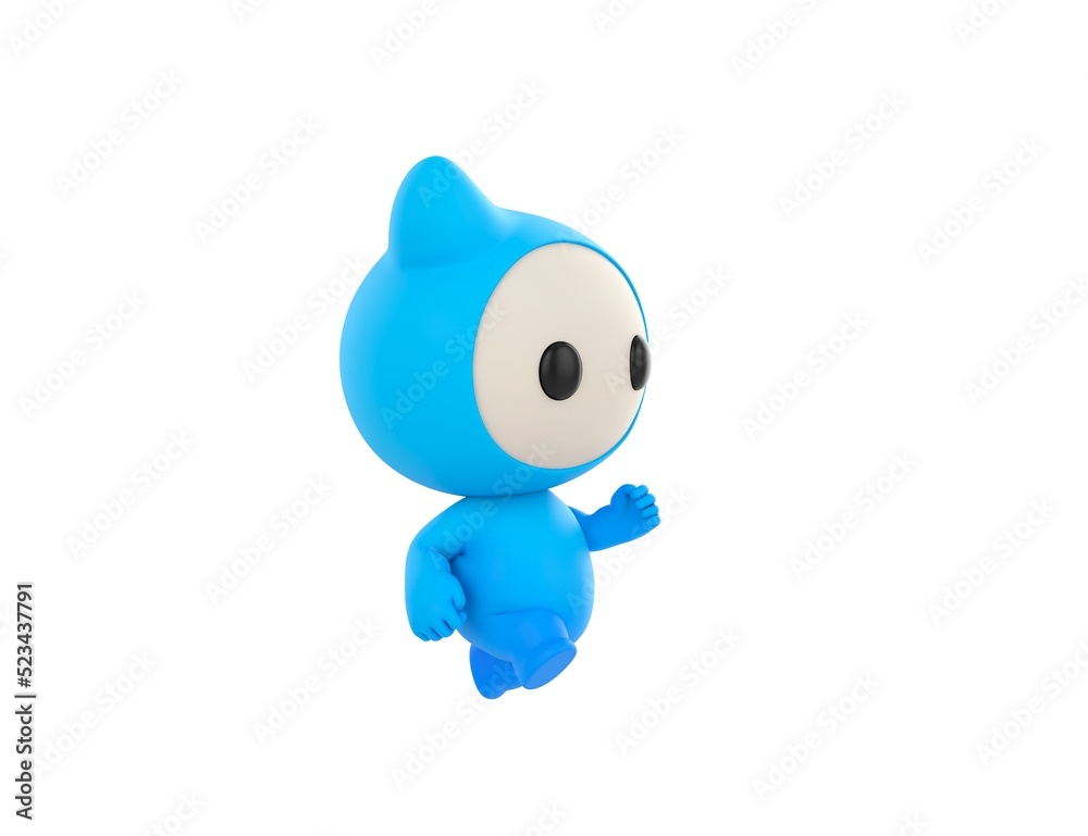 Blue Monster character running in 3d rendering. Blue Monster character running in 3d rendering.