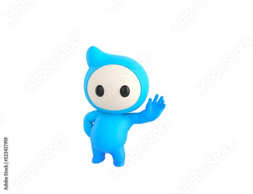 Blue Monster character hold hand near ear listening rumors in 3d rendering.