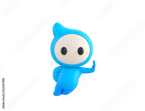 Blue Monster character leaning against a wall in 3d rendering.