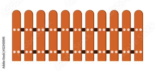 Brown wooden fence vector. Isolated on white background. Home decoration accessories illustration. House fence.