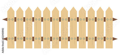 Brown wooden fence vector. Isolated on white background. Home decoration accessories illustration. House fence.
