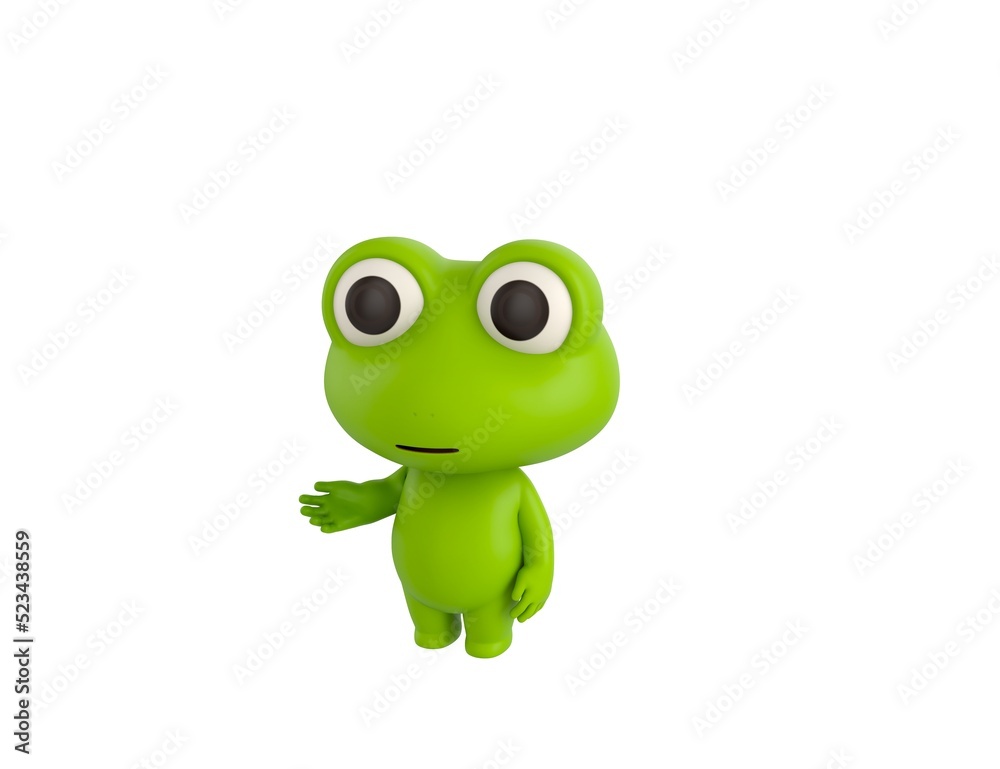 Fototapeta premium Little Frog character introducing in 3d rendering.