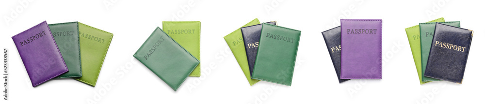 Set of passports isolated on white Set of passports isolated on white