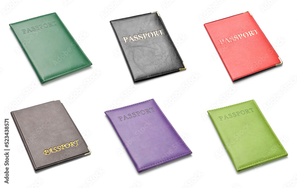 Fototapeta premium Set of passports isolated on white