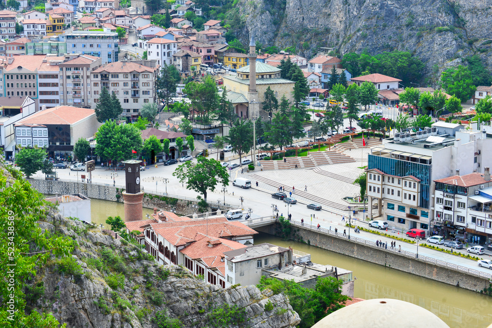 Historic mansions in Amasya, Turkey - Amasya is located in the north of Anatolia, in the inner part of the Middle Black Sea Region, at the junction point of the roads which connect Black Sea Coast to 