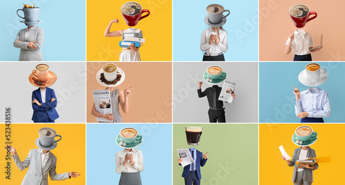 Set of business people with...