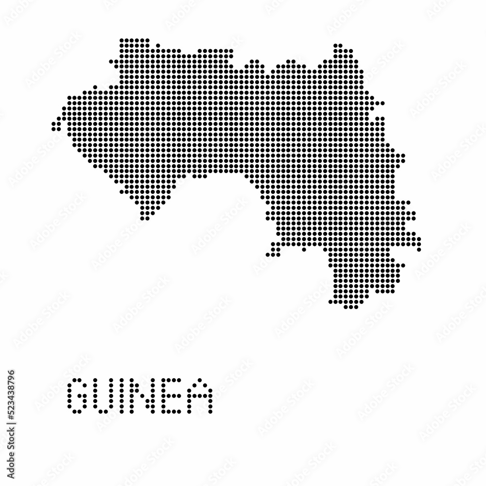 Guinea map with grunge texture in dot style. Abstract vector illustration of a country map with halftone effect for infographic. 