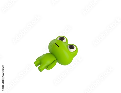 Little Frog character lying on floor in 3d rendering.