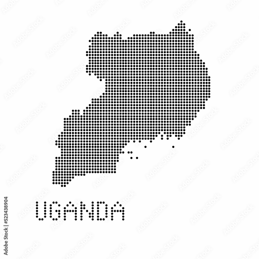 Uganda map with grunge texture in dot style. Abstract vector illustration of a country map with halftone effect for infographic. 