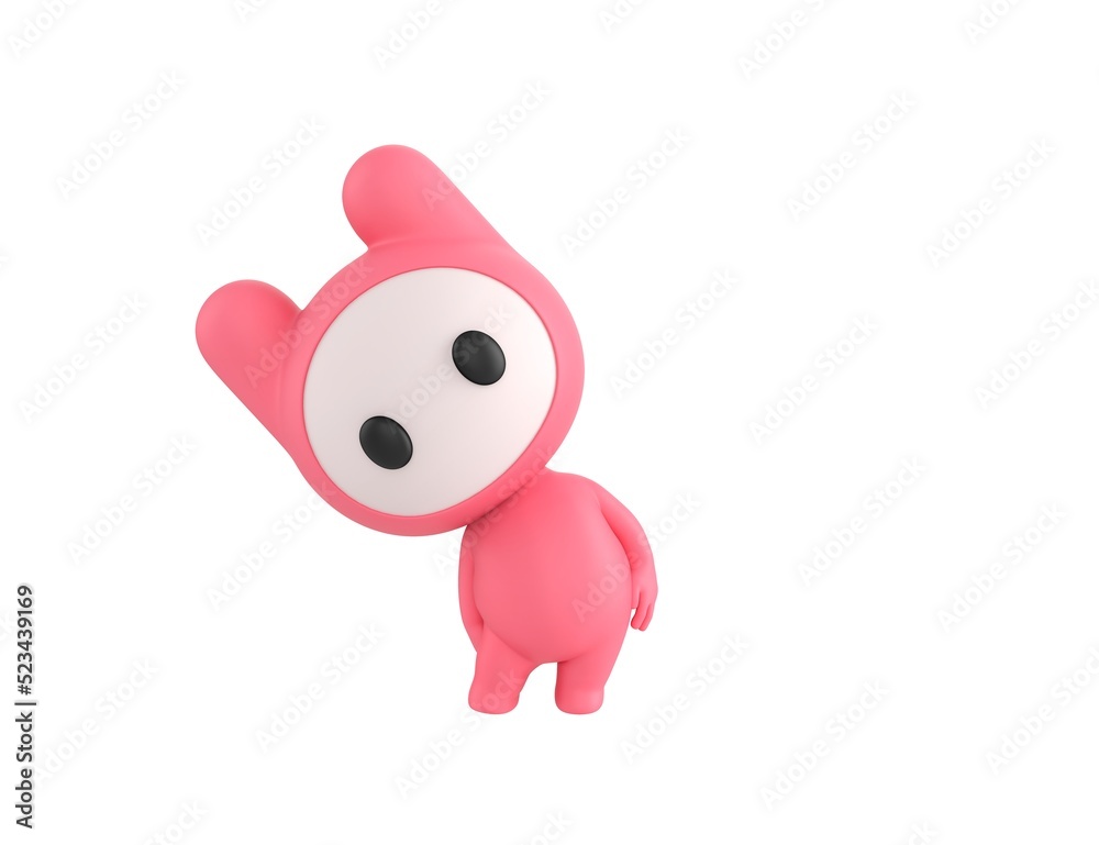 Pink Monster character tilt body to side in 3d rendering. Pink Monster character tilt body to side in 3d rendering.