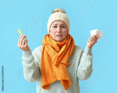 Ill mature woman with cloth...